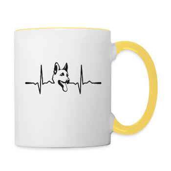 German Shepherd Heartbeat - Contrasting Mug - white/yellow - Right