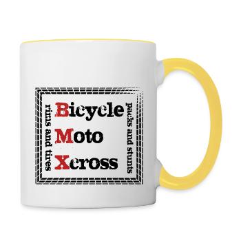 BMX Tshirt - Tasse zweifarbig - Weiß/Gelb - Rechts