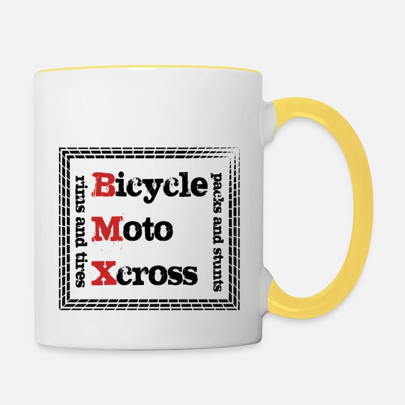 BMX Tshirt - Tasse zweifarbig - Weiß/Gelb