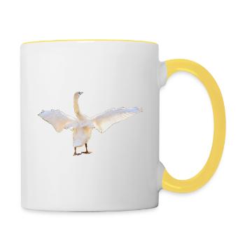 Cygne aux ailes ouvertes, naturel - Mug contrasté - blanc/jaune - Droite