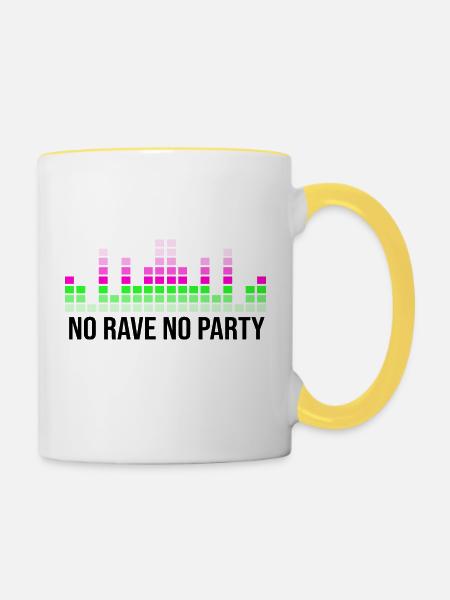 Kein Rave, keine Party - Tasse zweifarbig - Weiß/Gelb