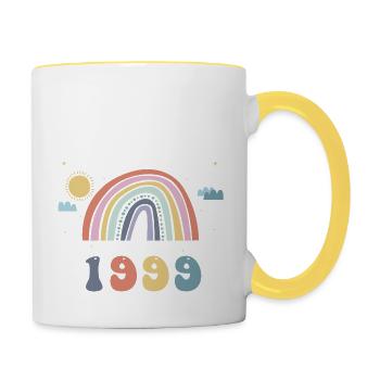 Die Welt zu einem besseren Ort machen seit 1999, 24. - Tasse zweifarbig - Weiß/Gelb - Rechts