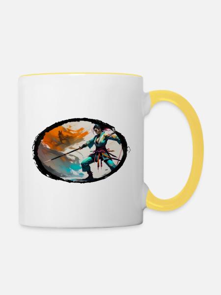Ninja - Tasse zweifarbig - Weiß/Gelb