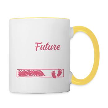 Future Maman 2025 Chargement En Cours - Cadeau - Mug contrasté - blanc/jaune - Droite