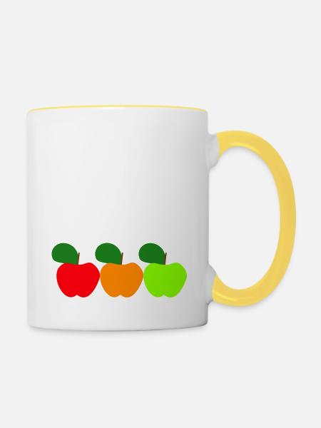 offizielles Apfelernte Shirt - Tasse zweifarbig - Weiß/Gelb
