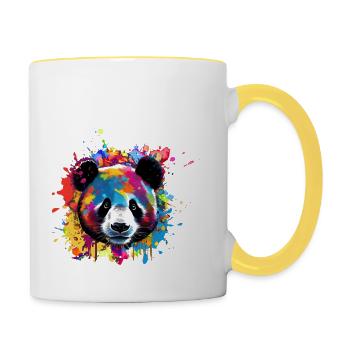 Panda,pandabär,bär, Graffiti,bunt - Tasse zweifarbig - Weiß/Gelb - Rechts