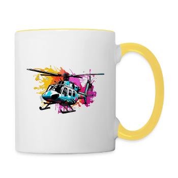 Helicopter / Helicopter / Flying / Aviation - Contrasting Mug - white/yellow - Right