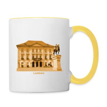 Landau, Palatinat, Mairie, Neckar, Rhénanie-Palatinat - Mug contrasté - blanc/jaune - Droite