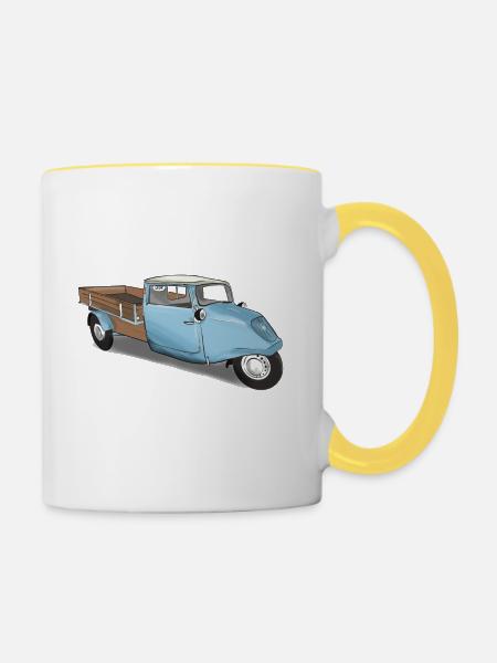 Oldtimer Tempo - Tasse zweifarbig - Weiß/Gelb