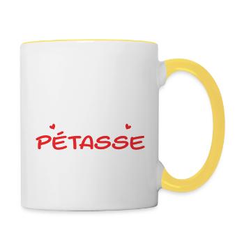 Tut mir leid, dass ich schon von einer genommen bin - Tasse zweifarbig - Weiß/Gelb - Rechts
