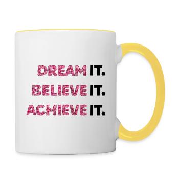 Floral Dreams: Believe & Achieve - Contrasting Mug - white/yellow - Right