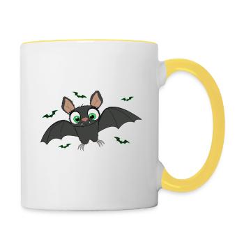 fledermauser - Tasse zweifarbig - Weiß/Gelb - Rechts