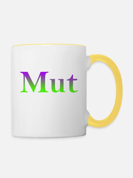 Mut ist der Plan - Tasse zweifarbig - Weiß/Gelb