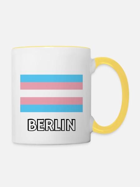 Trans Pride Flagge Berlin - Tasse zweifarbig - Weiß/Gelb