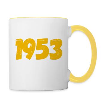 1953. Das Geburtsjahr 1953. - Tasse zweifarbig - Weiß/Gelb - Rechts
