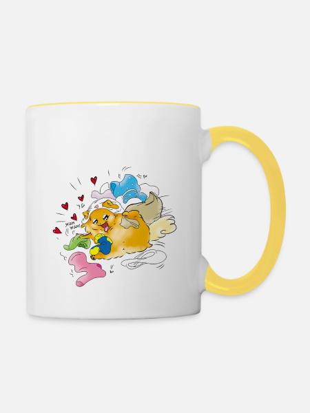 Pommersche Verrücktheit - Tasse zweifarbig - Weiß/Gelb
