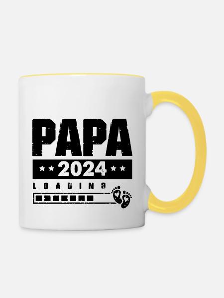 papa 2024 loading - Tasse zweifarbig - Weiß/Gelb