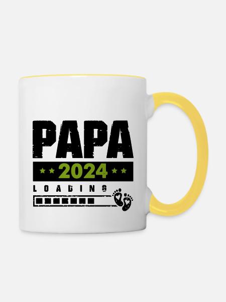 papa 2024 loading - Tasse zweifarbig - Weiß/Gelb