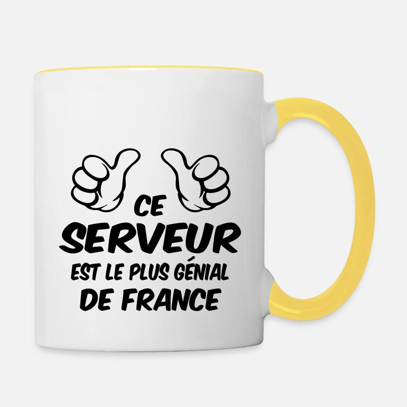 MEILLEUR SERVEUR - Mug contrasté - blanc/jaune