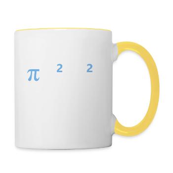 Mathematischer Pimmel blau - Tasse zweifarbig - Weiß/Gelb - Rechts