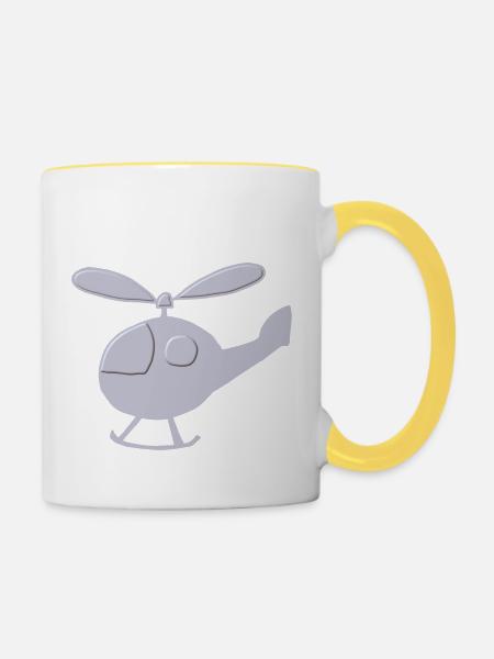 hubschrauber relief - Tasse zweifarbig - Weiß/Gelb
