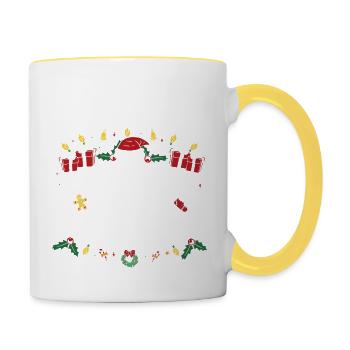 Les plus susceptibles d’obtenir des chaussettes - Mug contrasté - blanc/jaune - Droite