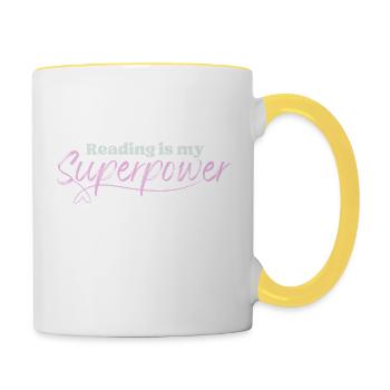 Book-Merch : La lecture est mon superpouvoir - Mug contrasté - blanc/jaune - Droite