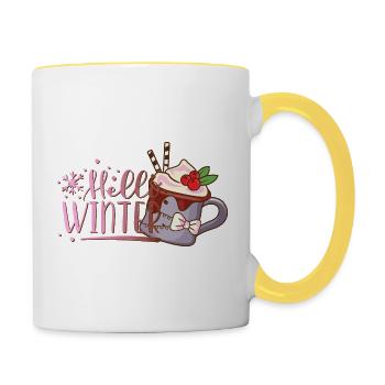 Cocoa winter xmas Weihnachten christmas Kakao - Contrasting Mug - white/yellow - Right