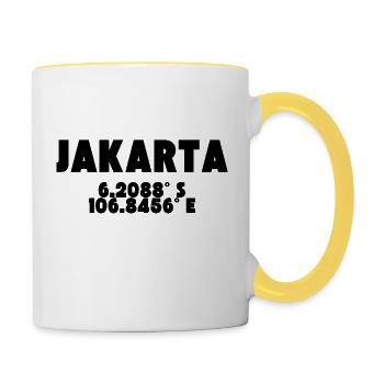 Jakarta - Design with coordinates - Contrasting Mug - white/yellow - Right