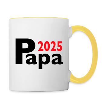 Papa 2025 - Tasse zweifarbig - Weiß/Gelb - Rechts