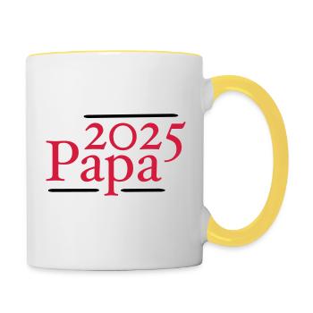 Papa 2025 - Tasse zweifarbig - Weiß/Gelb - Rechts