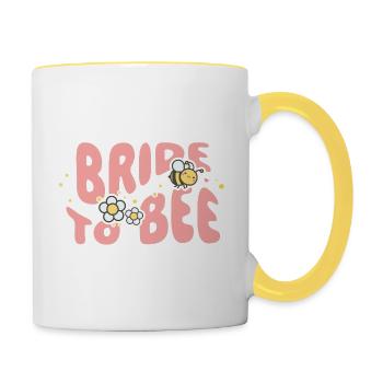 Bride to Bee – Süßes JGA-Design mit Bienen - Tasse zweifarbig - Weiß/Gelb - Rechts