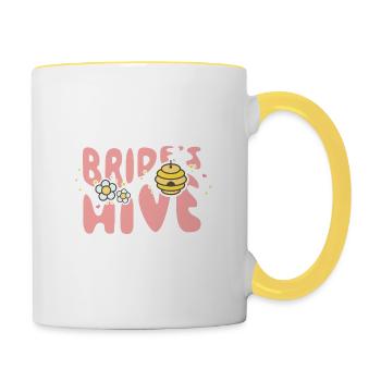 Bride's Hive – Cute Y2K Bachelor Party Design - Contrasting Mug - white/yellow - Right