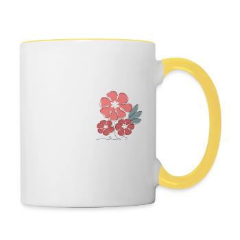 Letter o minimalistische Blumen - Tasse zweifarbig - Weiß/Gelb - Rechts