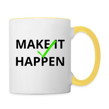 Machen Sie es möglich | Mutiges motivierendes Zitat-Design - Tasse zweifarbig - Weiß/Gelb - Rechts