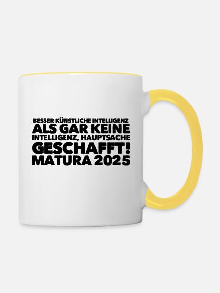 Matura - Tasse zweifarbig - Weiß/Gelb