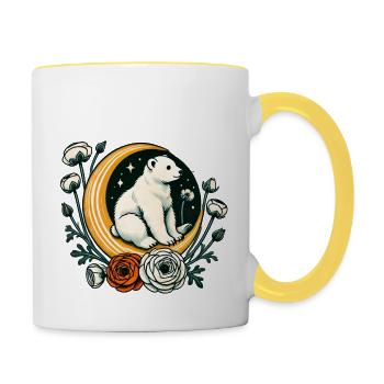 Panda Bär Mond - Tasse zweifarbig - Weiß/Gelb - Rechts