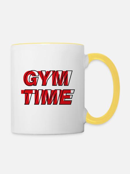 Zeit im Fitnessstudio - Tasse zweifarbig - Weiß/Gelb