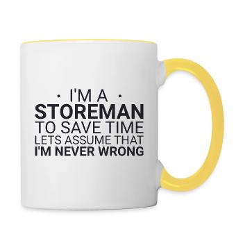 Storeman Never Wrong - Contrasting Mug - white/yellow - Right