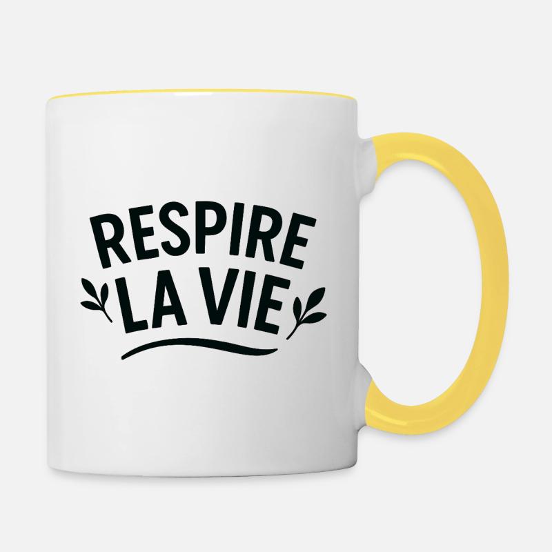 Respire la Vie Botanique - Contrasting Mug - white/yellow