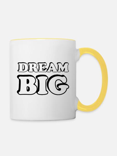 Dream Big Bold Typografie - Tasse zweifarbig - Weiß/Gelb