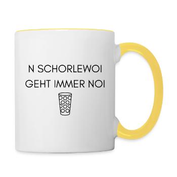 N Schorlewoi va toujours noi - Mug contrasté - blanc/jaune - Droite