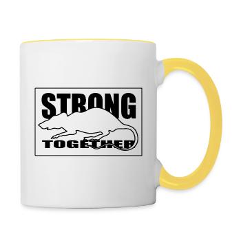 Abstrakter roter Akzent - Tasse zweifarbig - Weiß/Gelb - Rechts