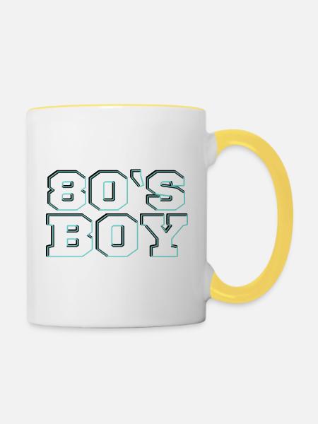 80er - Tasse zweifarbig - Weiß/Gelb