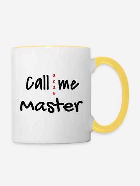 Master 2026 Abschluss Promotion Sponsion - Tasse zweifarbig - Weiß/Gelb