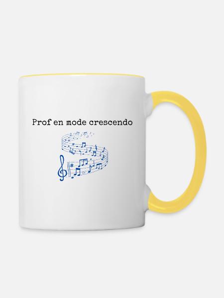 Musikhumor-T-Shirt - Tasse zweifarbig - Weiß/Gelb