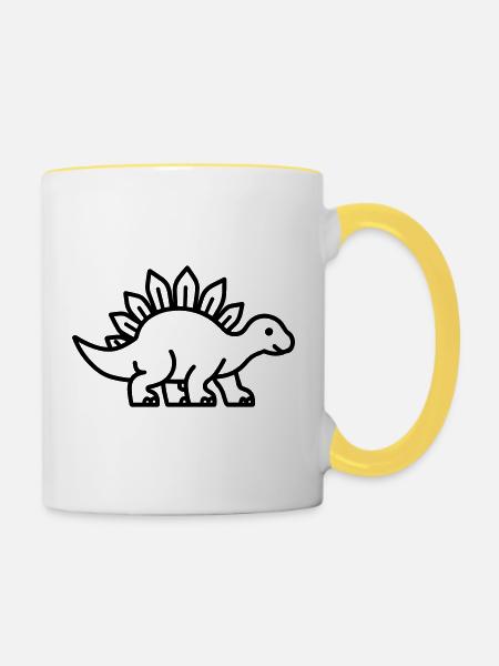 Stegosaurus - Tasse zweifarbig - Weiß/Gelb