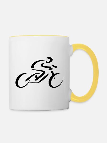 Radfahrer Rennfahrer  - Tasse zweifarbig - Weiß/Gelb