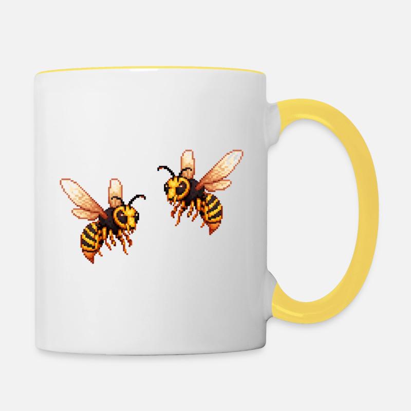 Abeille Pixel Frelon - Mug contrasté - blanc/jaune