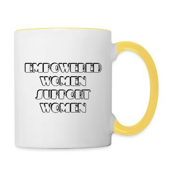 Les femmes autonomes soutiennent les femmes - Mug contrasté - blanc/jaune - Droite